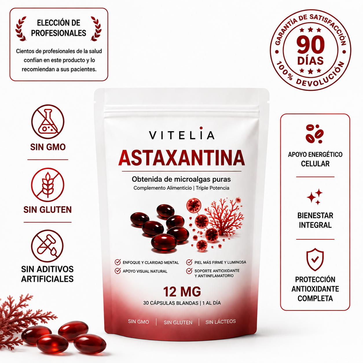 Astaxantina 12mg: El antioxidante más potente de la naturaleza